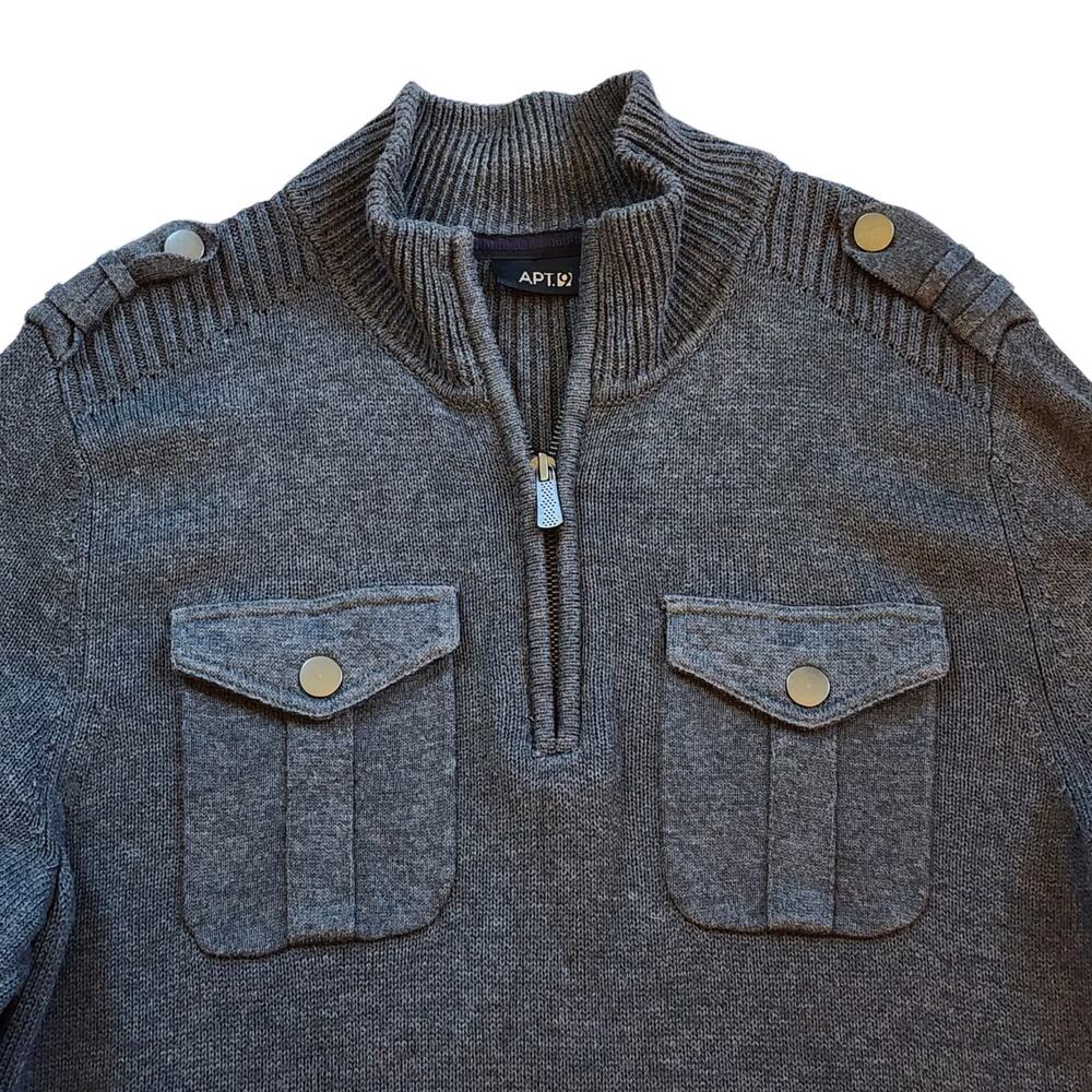 Apt 9 Womens Pullover Tunic Sweater Size S Gray 1/4 Zip Mock Neck Pockets - Picture 5 of 13